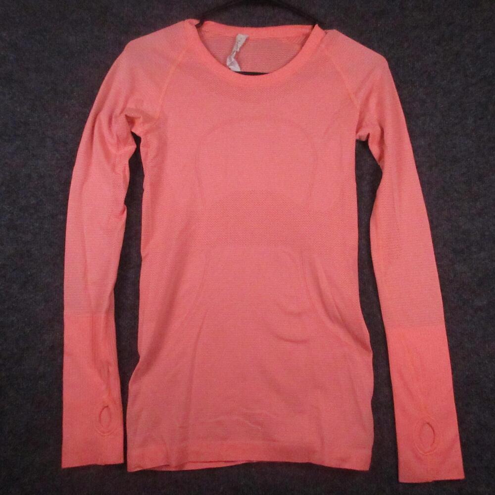 Lululemon Swiftly Tech Shirt Womens 4 Pink Long Sleeve Thumbholes Running Yoga